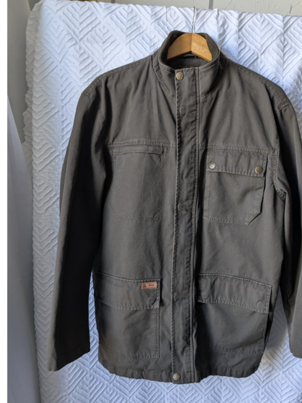 Jeep Men's XL Vintage Military Chore Coat Dark Olive Gorpcore Cabin Utility